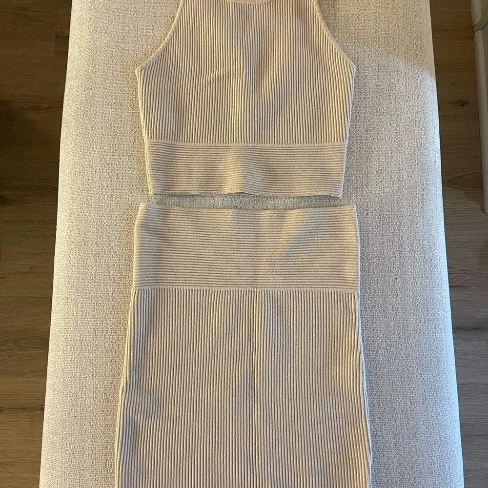 House of Harlow 1960 Cream Halter Bodycon Midi Dress